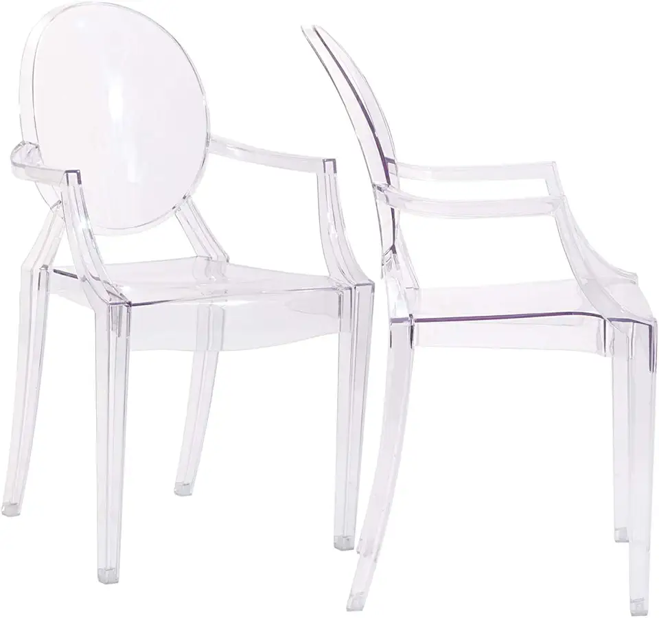 Modway Casper Modern Acrylic Stacking Two Dining Armchairs in Clear