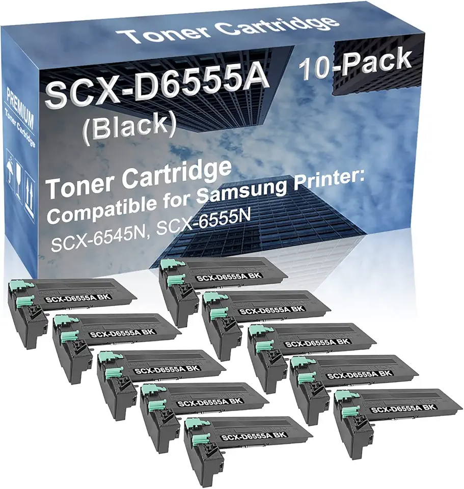 10-Pack Compatible High Yield SCX-6545N, SCX-6555N Printer Cartridge Replacement for Samsung SCX-D6555A Toner Cartridge (Black)