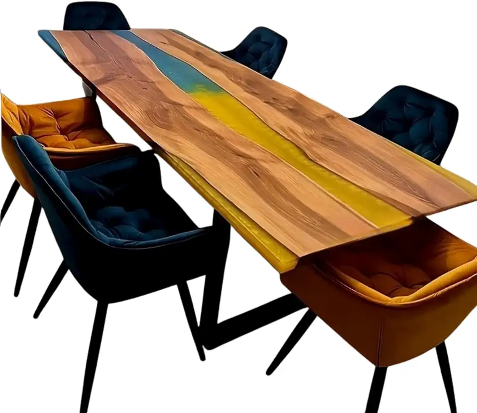 Custom Live Edge Multi Color Resin Epoxy Table, Personalized Sea Wave Table, Luxury Coffee Desk, Kitchen Table, Gift Home, Beach House Table, Bar Table, Unique Home Gift (40x80 inch.)
