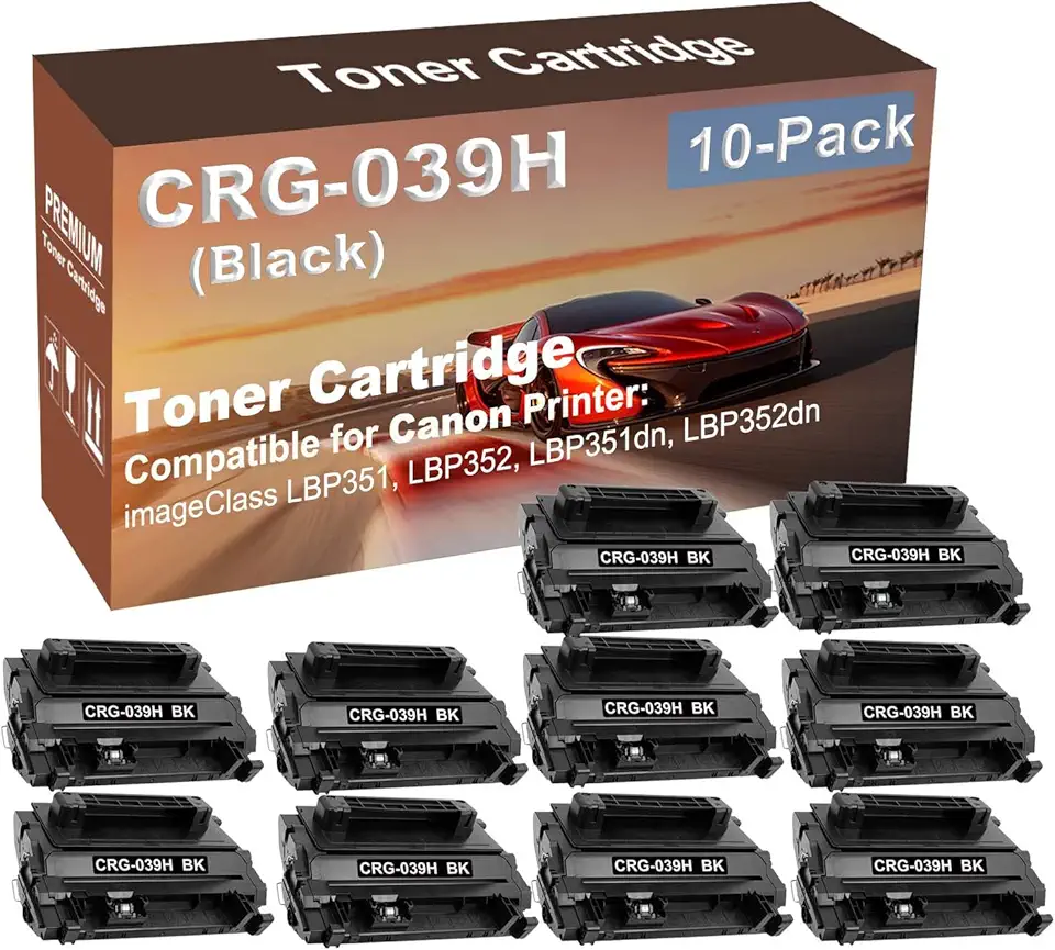 10-Pack Compatible High Yield LBP351, LBP352, LBP351dn, LBP352dn Printer Cartridge Replacement for Canon 039H CRG-039H Toner Cartridge (Black)