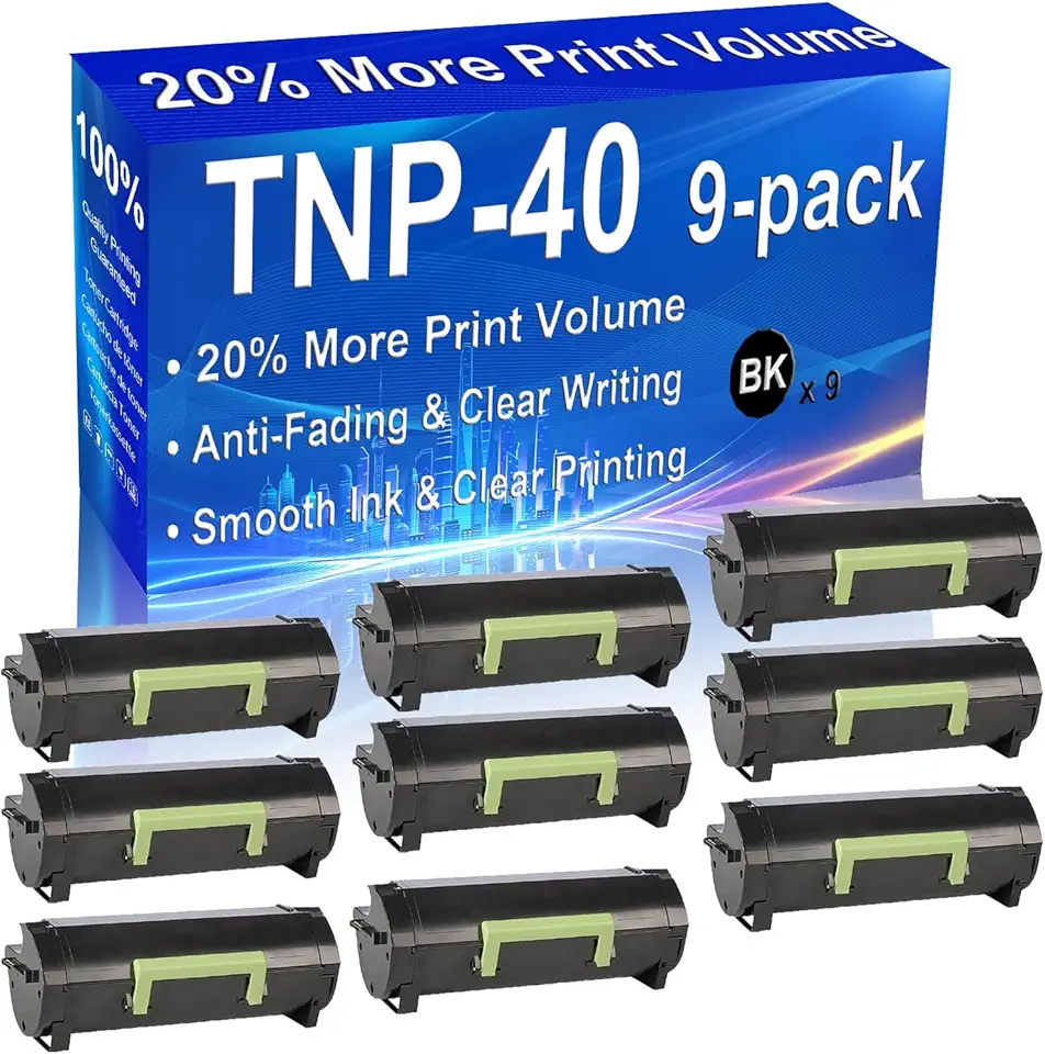 9-Pack (Black) Compatible Minolta Bizhub 4020 Laser Toner Cartridge (High Capacity) Replacement for TNP40 Printer Toner Cartridge