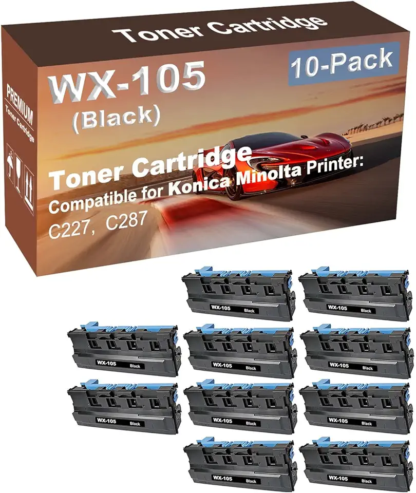 10-Pack Compatible High Capacity WX105 WX-105 Printer Waste Toner Container Box use for Konica Minolta Bizhub C227, C287 Printer (Black)