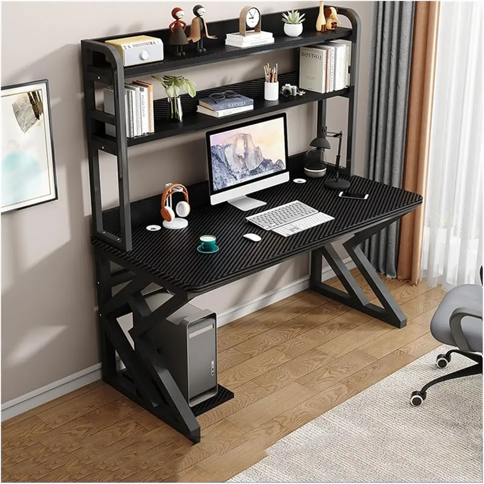 Home Office Desk Pc Table Desktop Home Desk Hutch All-in-one Table Combo Hole Board Study Gaming Table Bedroom Office Desk Work Study Desk(Black,150x60x170cm)