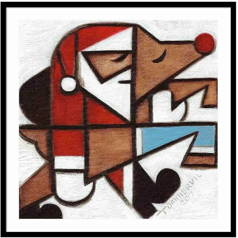 Funny Christmas Framed Wall Art Santa & Reindeer Print | Unique Gift idea | Modern Contemporary Holiday Decor for Home Office, Living & Dining Room, Bedroom, Entrance, Hallway & Lobby (Print: 30” x 30” | Overall: 35.5” x 35.5”)