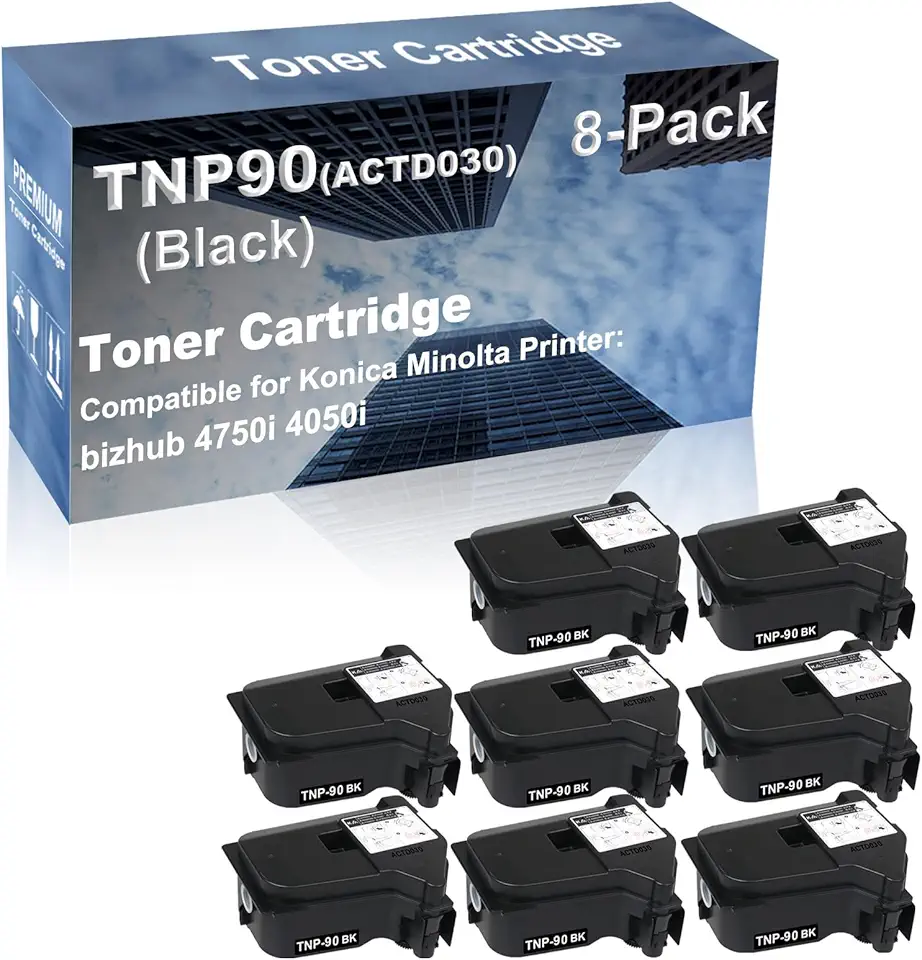 8-Pack Compatible High Capacity TNP90 TNP-90 (ACTD030) Imaging Toner Cartridge use for Konica Minolta bizhub 4750i 4050i Printer (Black)