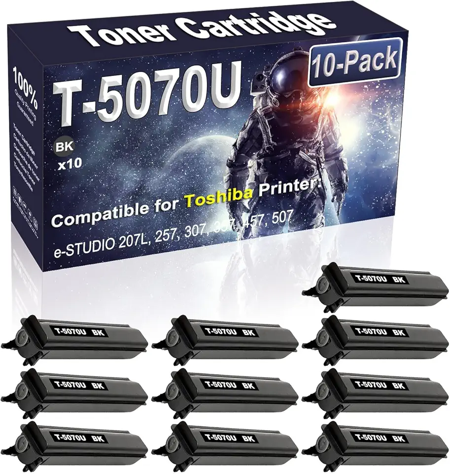 10-Pack (Black) Compatible T-5070U T5070U Laser Toner Cartridge Replacement for Toshiba e-Studio 207L 257 307 357 457 507 Printer