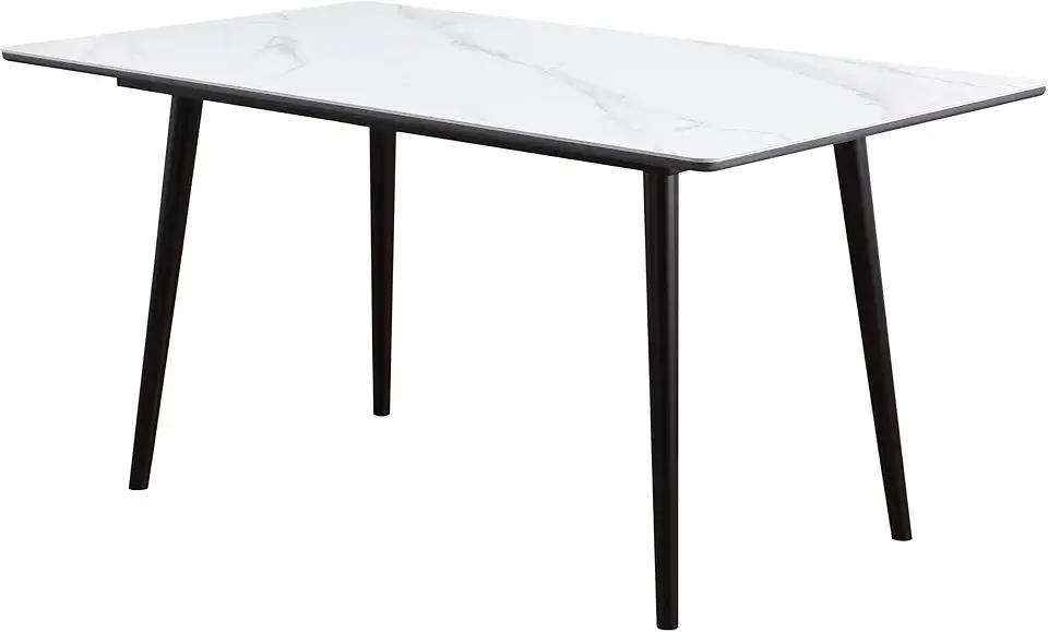 GOWE Modern Contemporary Dining Table 1pc White Sintered Stone Table Stylish Dining Furniture
