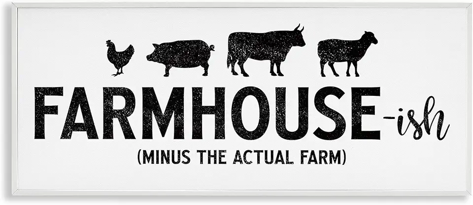 Stupell Industries Farmhouse-ish Minus The Actual Farm Humor Funny Country, JJ Designed House LLC White Framed Wall Art, 13 x 30, Black