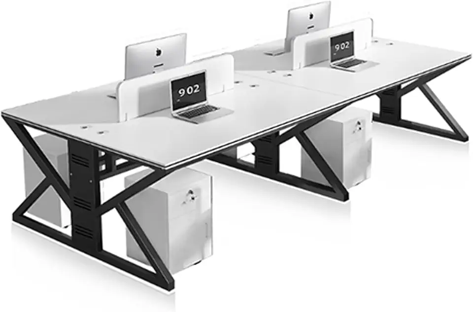 Modern Minimalist Office Desk and Chair Set, 4/6 Person Screen Partition Cubicle Workstation, Staff Computer Desk for Office Employee Workspace(B,2)