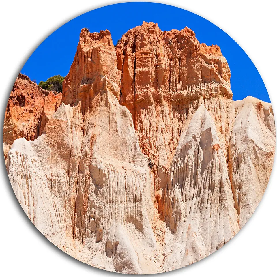 Designart Algarve Beach in Portugal-Landscape Metal Wall Art-Disc of 23, 23'' H x 23'' W x 1'' D 1P, Blue