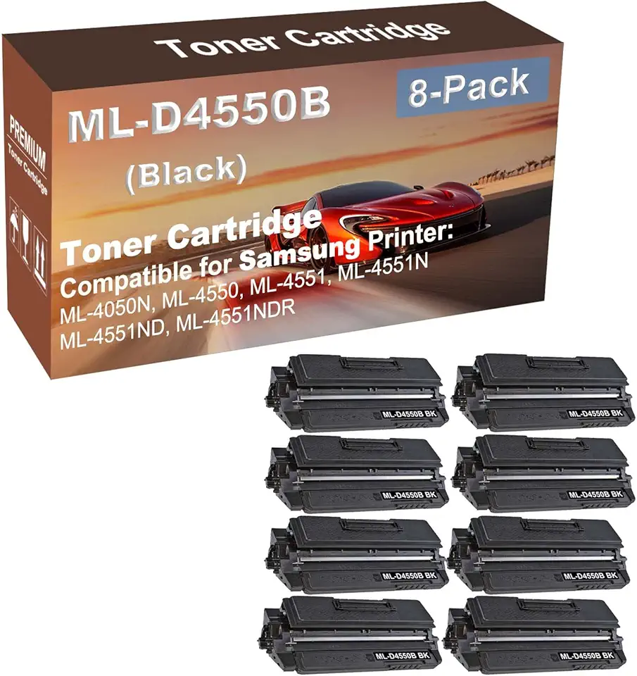 8-Pack Compatible High Capacity ML-D4550B Imaging Toner Cartridge use for Samsung ML-4050N, ML-4550 Printer (Black)
