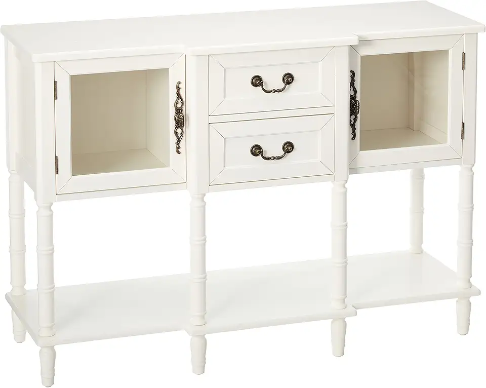 Kings Brand Furniture Wood Buffet Sideboard Cabinet Console Table, Cream White