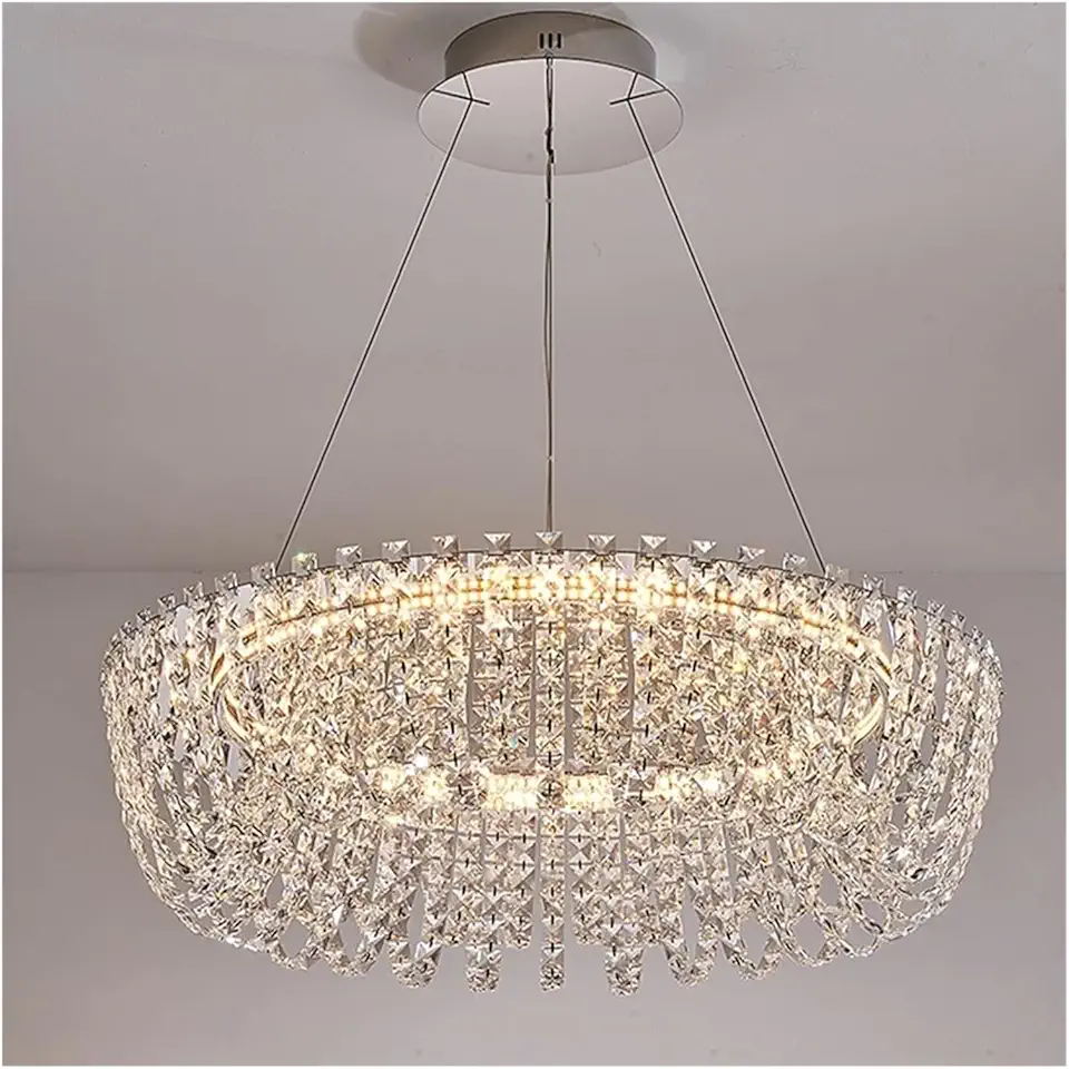 Modern Led Luxury Crystal Pendant Light Living Dining Bedroom Hotel Hall Round Hanging Lamp Home Decoration Art Style Chandelier,Modern Light