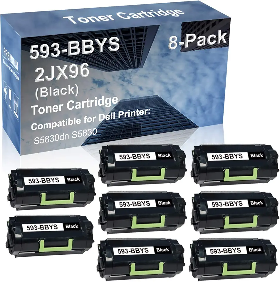 8-Pack Compatible High Yield S5830dn S5830 Printer Cartridge Replacement for Dell 2JX96 (593-BBYS) Toner Cartridge (Black)