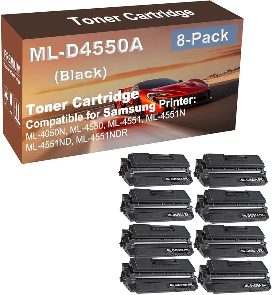 8-Pack Compatible High Capacity ML-D4550A Imaging Toner Cartridge use for Samsung ML-4050N, ML-4550 Printer (Black)