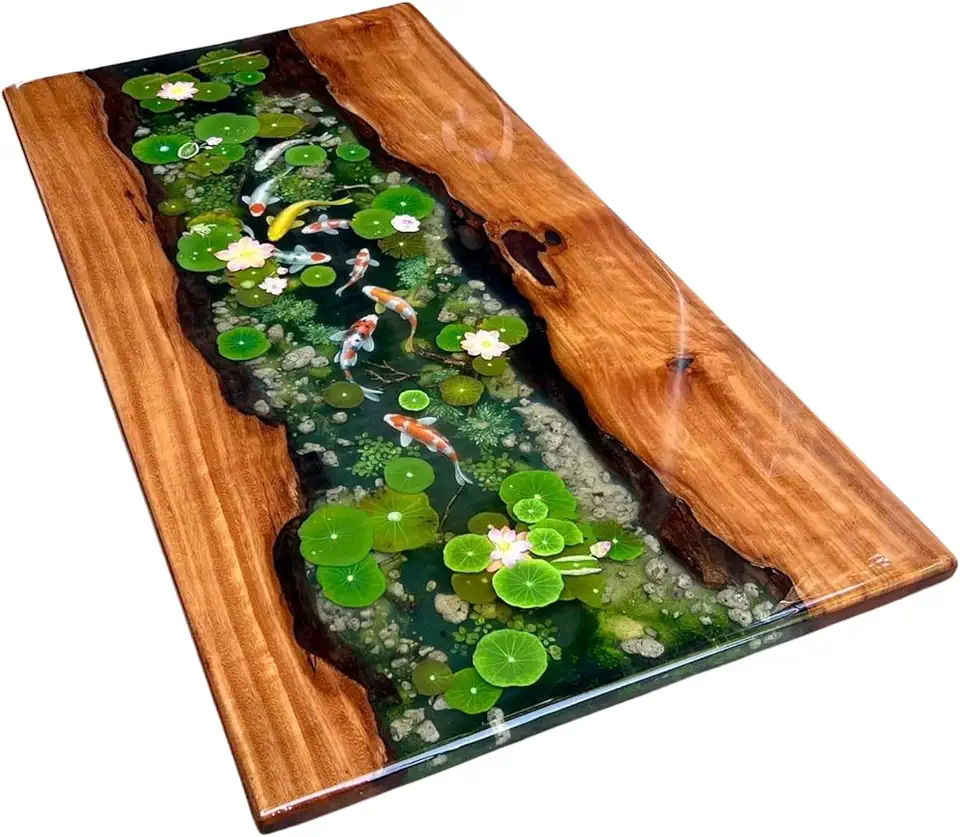 Table Koi Resin, Living Room Table Resin, Table Coffee, Resin Koi Fish Table Sofa, Koi Painting, Resin Koi Fish, Koi Fish Resin Dining Table, Handmade Table (40x60 inch, Table legs 30 inch)