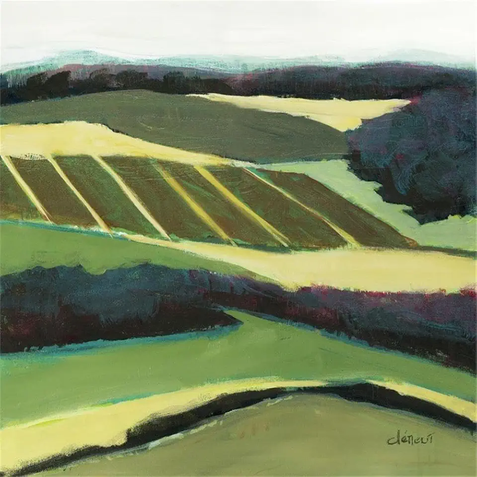 Giant Art 84x84 Green Landscape Fine Art Giant Canvas Print in Yellow