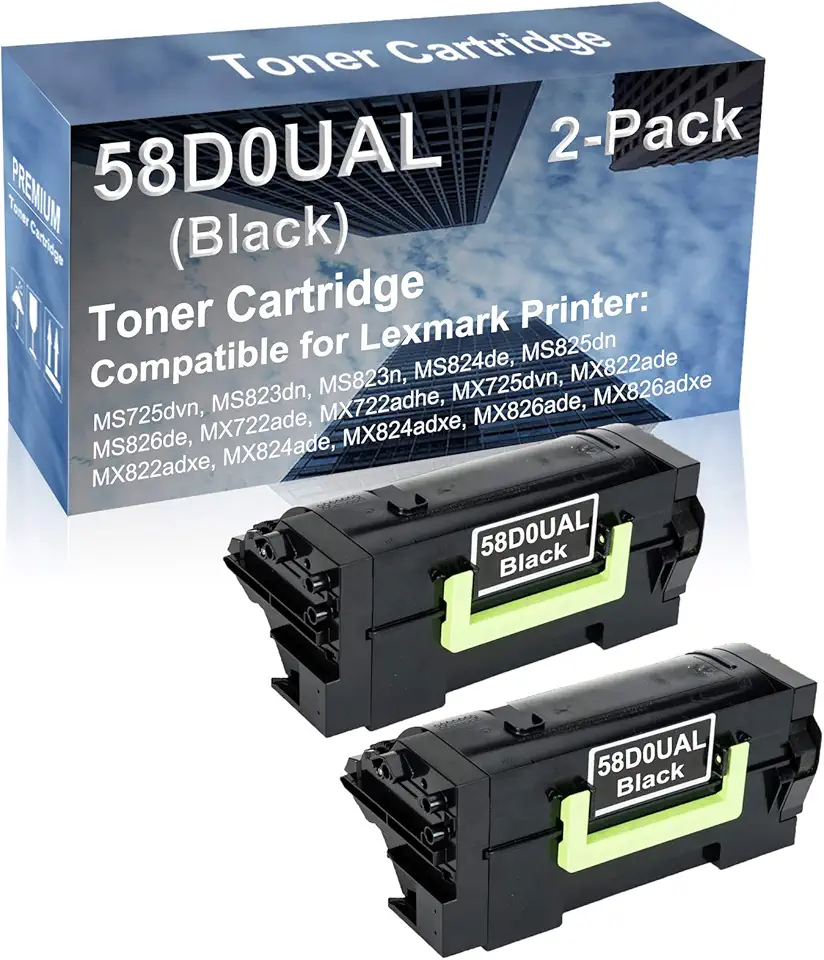 2-Pack Compatible High Yield MS826de MX722ade MX722adhe MX725dvn MX822ade Printer Cartridge Replacement for 58D0UAL Toner Cartridge (Black)