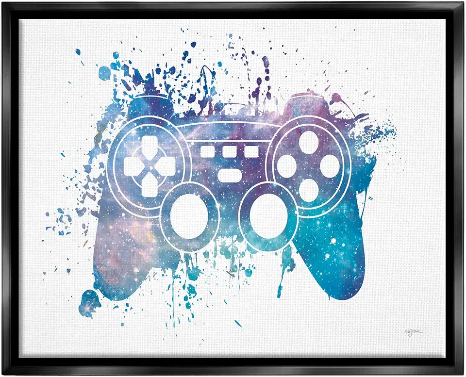 Stupell Industries Game Controller Modern Splash Black Framed Floater Canvas Wall Art Design by Danhui Nai