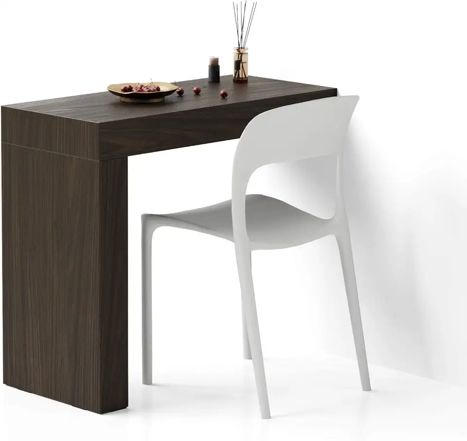 Mobili Fiver, Evolution Dining Table with One Leg 35.4 x 15.7 in, Dark Walnut, Made in Italy