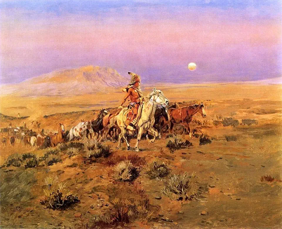 Toperfect Oil Painting Handmade $50-$2000 by College Teachers - 14 Famous Paintings - The Horse Thieves Indians western American Charles Marion Russell Art - Wall Painting on Canvas -Size1