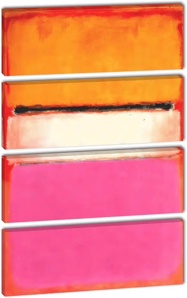 50 x 80 TOTAL - Mark Rothko Wall Art Canvas Print 4 Panel Split White Center, Yellow, Pink and Lavender on Rose 1950