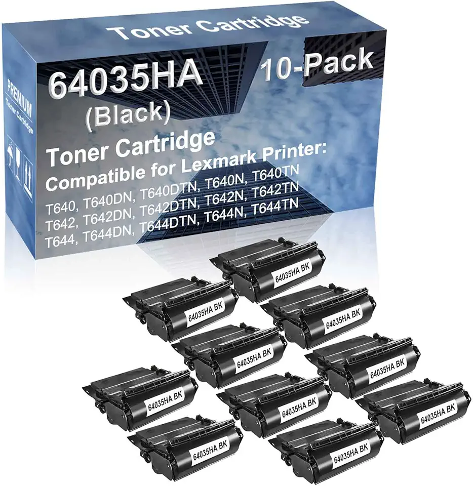 10-Pack Compatible High Capacity 64035HA Toner Cartridge use for T640, T640DN, T640DTN, T640N, T640TN Printer (Black)
