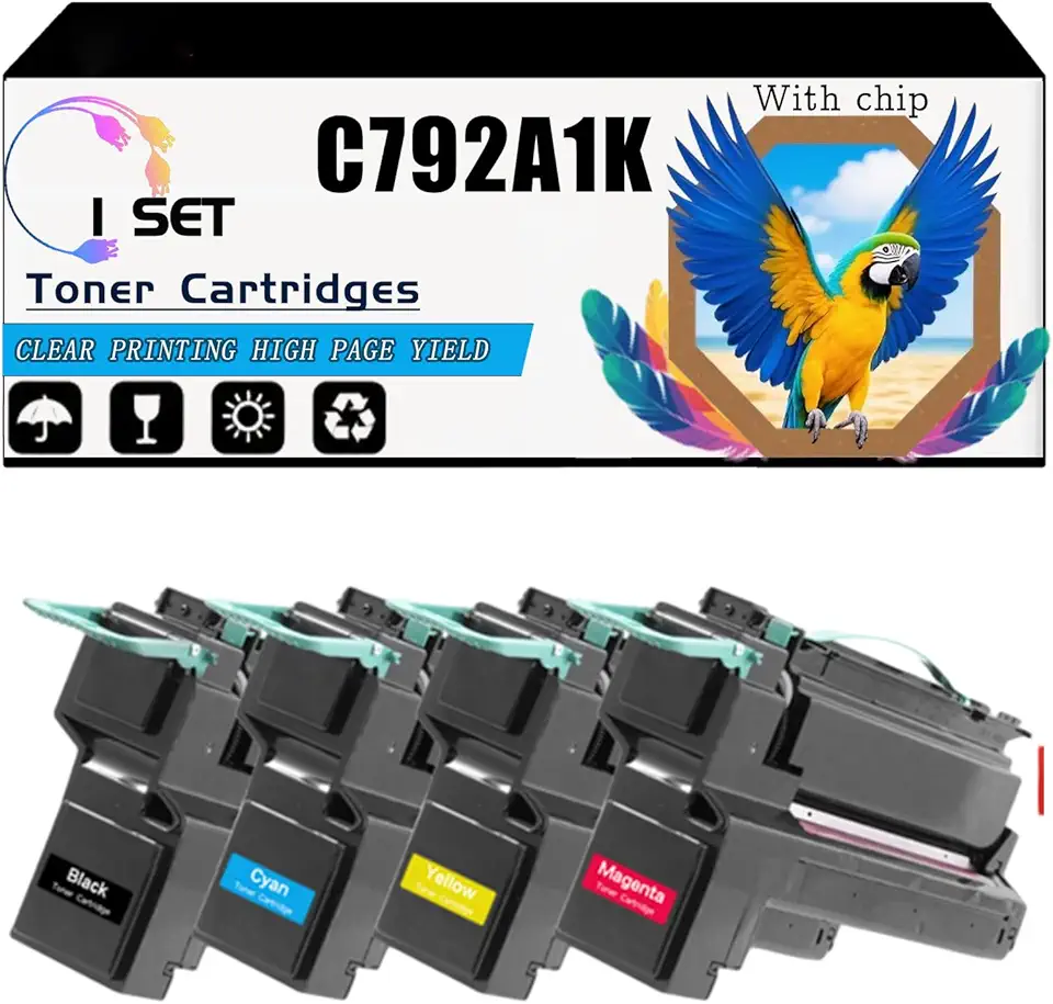 Compatible for Lexmark X792DTE X792DTFE X792DTME X792DTPE X792DTSE Printers, C792A1KG Toner Cartridges, High-Yield 7000 Pages, Strong Print Clarity (4-Pack BK/C/M/Y)