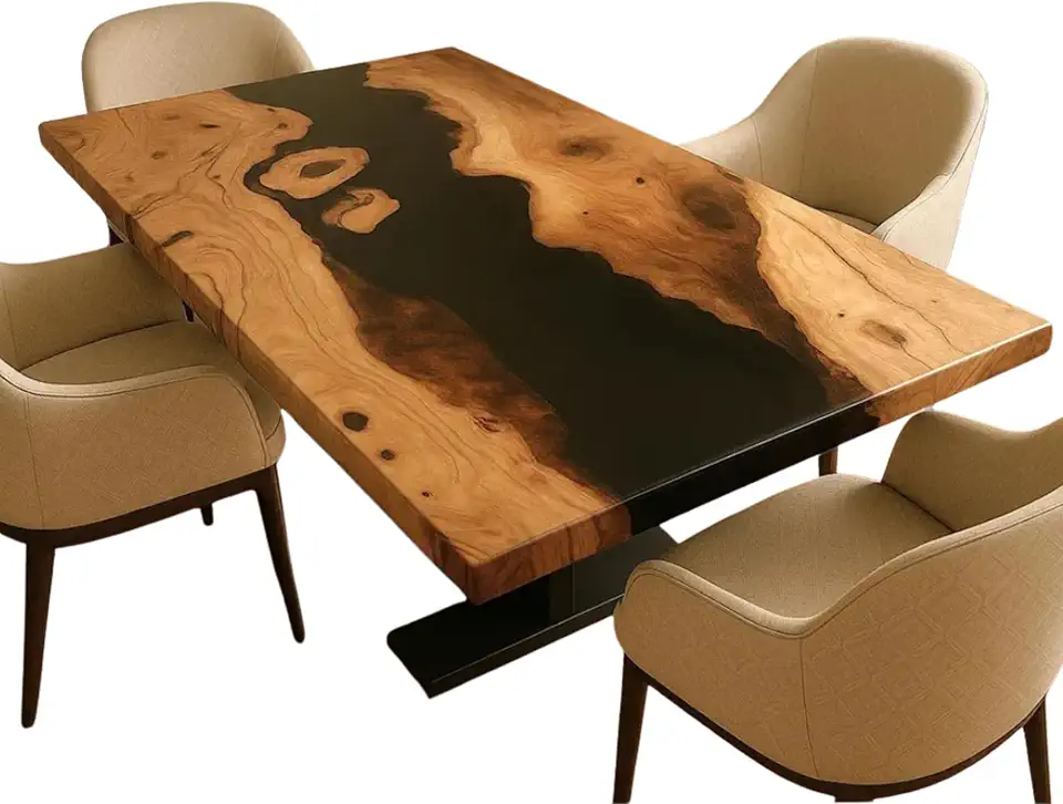 River Black Table, Unique Living Room Furniture Decor, Beach Table, Office Table, Black Table, Coffee Table, Dining Table, Modern Home Decor, Gift New home, Office Table (36x80 inch)