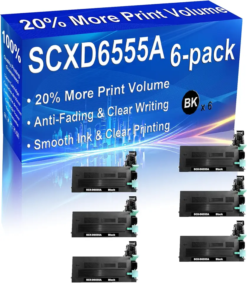 6-Pack (Black) Compatible High Yield SCX-6545N Imaging Toner Cartridge use for SCX-6545N 6555N 6555NG 6555NX Printer