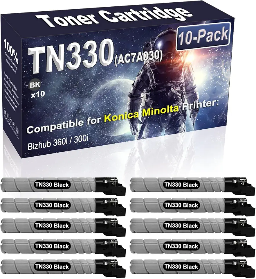 10-Pack (Black) Compatible TN330 TN-330 (AC7A030) Laser Toner Cartridge Replacement for Konica Minolta Bizhub 360i 300i Printer