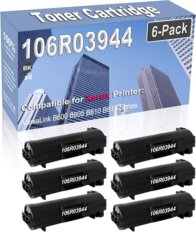 6-Pack (Black) Compatible High Yield 106R03944 Imaging Toner Cartridge Replacement for VersaLink B600 B605 B610 B615 Printer