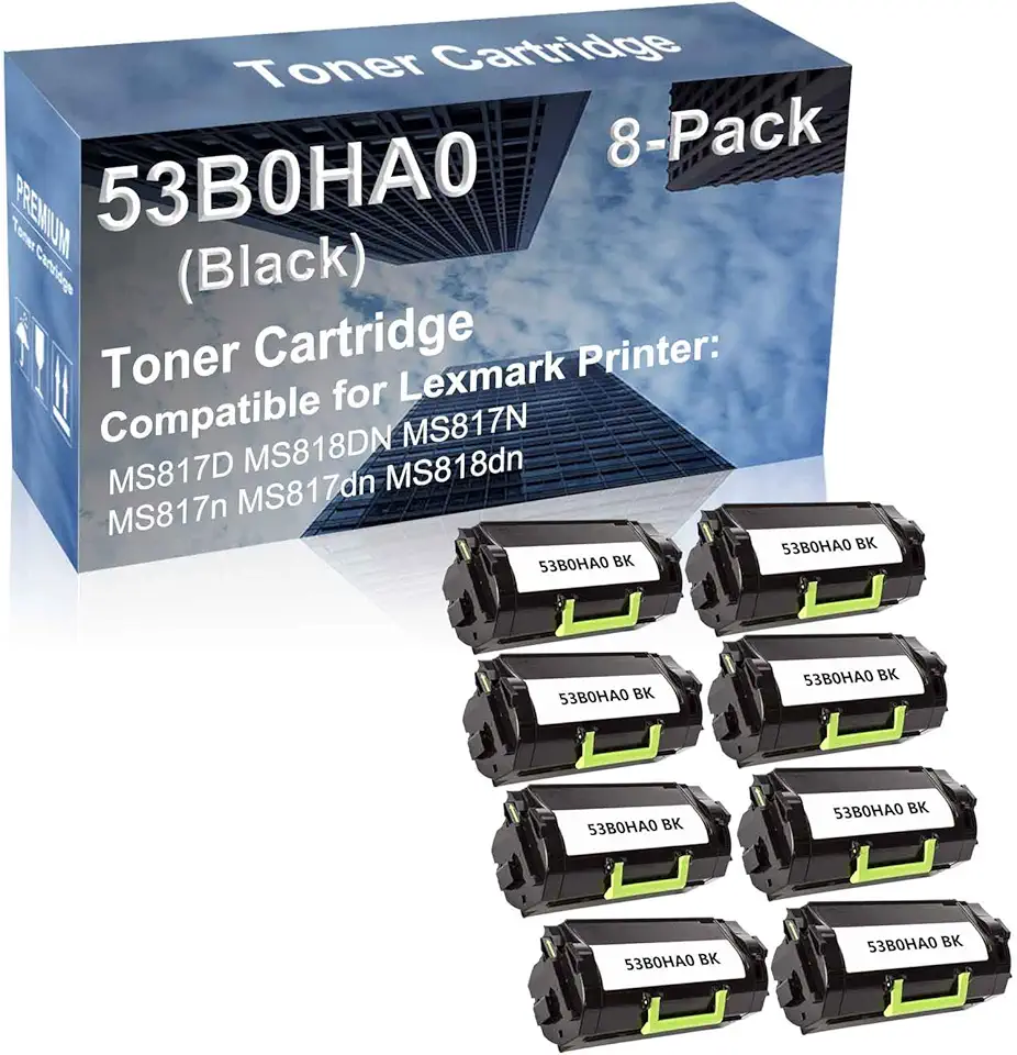 8-Pack Compatible High Capacity 53B0HA0 Imaging Toner Cartridge use for MS817D MS818DN Printer (Black)