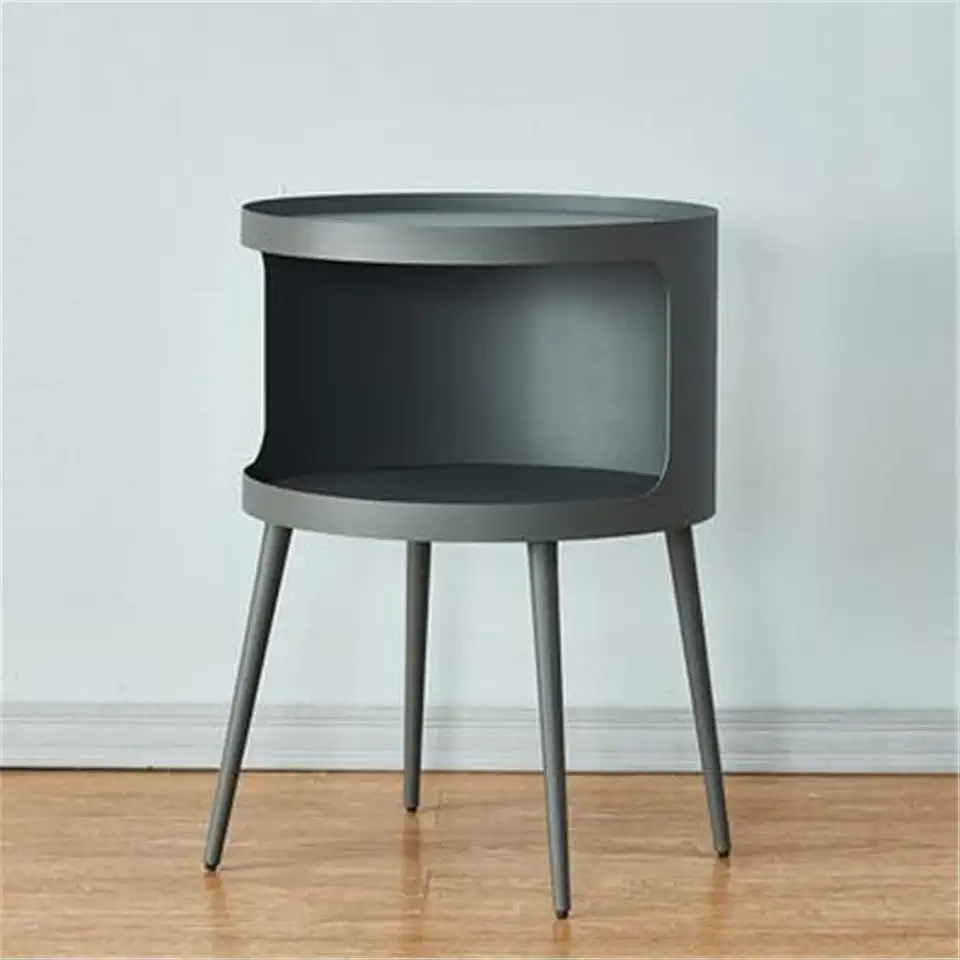 Round Small Storage Table Iron Coffee Table Bedroom Nightstand Bed Side Table Living Room Sofa Table (Color : Svart, Size : 40 * 55cm) (Svart 40 * 55cm)