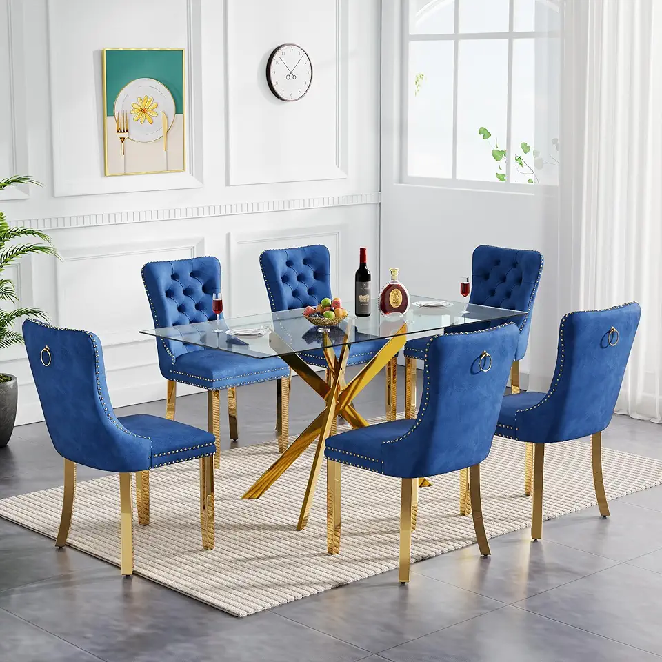 7 Piece Dining Table Set, Modern 60