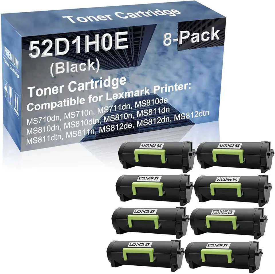 8-Pack Compatible High Capacity 52D1H0E Imaging Toner Cartridge use for MS710dn, MS710n, MS711dn, MS810de, MS810dn Printer (Black)