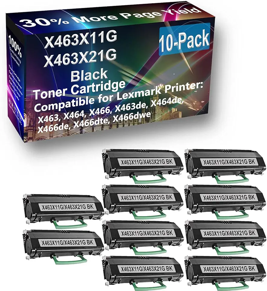 10-Pack Compatible High Capacity X463X11G Toner Cartridge use for X463, X464, X466 Printer (Black)