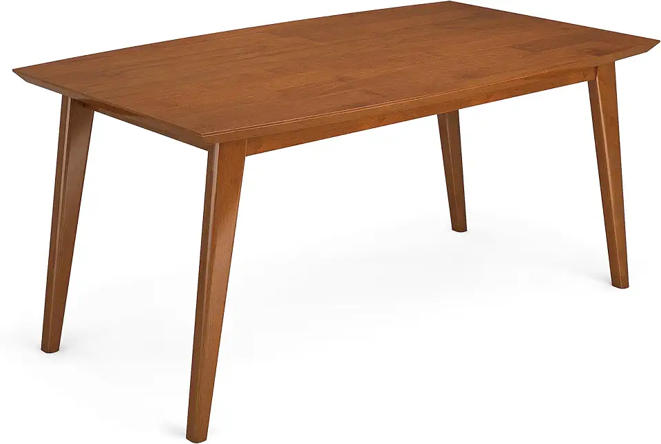 Draper Dining Table Teak Brown Elegant Wood Table with Anti-Tip Design and Easy Clean Surface Great for Entertaining Guests and Daily Meals