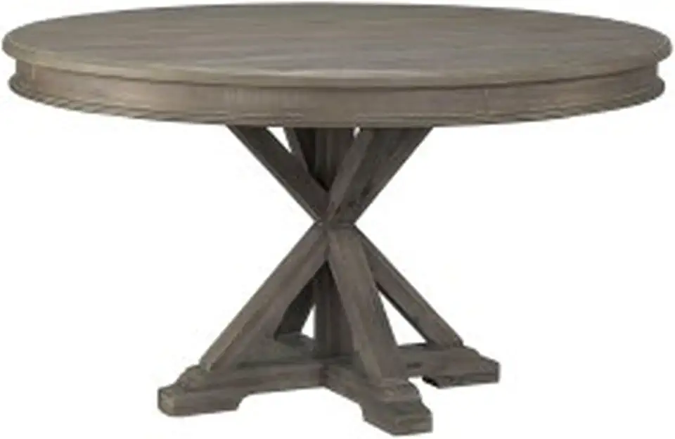 Benjara Berey 54 Inch Dining Table, Round 4 Seater, Driftwood Brown Gray Finish