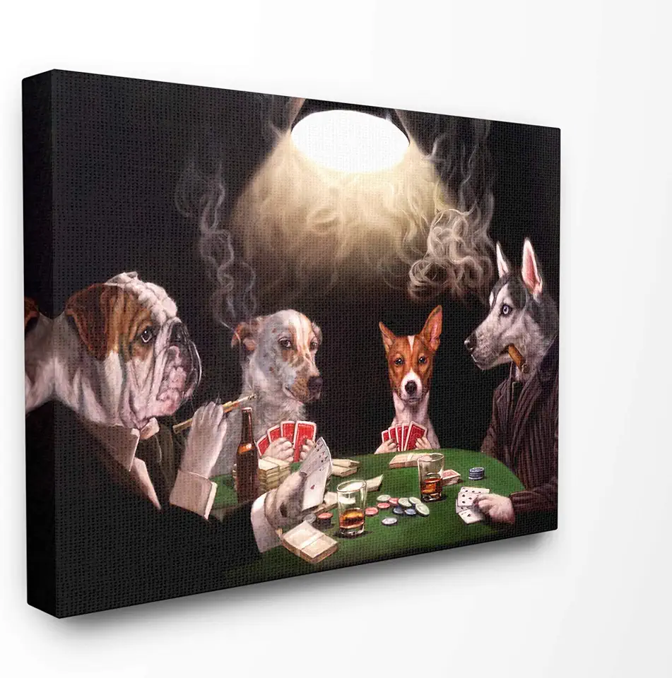 Stupell Industries Dog Poker Funny Pet Painting Canvas Wall Art, 36 x 48, Multi-Color
