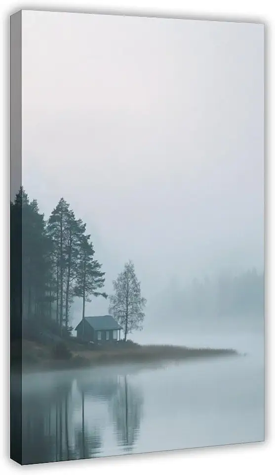 Misty Morning Landscape Wall Art – Minimalist Nature Print, Nordic Calm Poster for Bedroom Or Office Canvas Poster Wall Art Decor Print Picture Paintings for Living Room Bedroom Decoration 20x30inch(5
