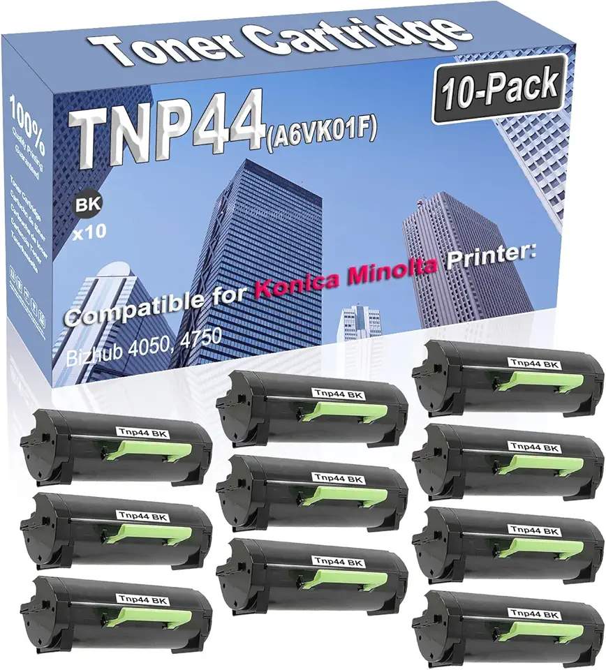 10-Pack (Black) Compatible High Capacity TNP44 TNP-44 (A6VK01F) Toner Cartridge Used for Konica Minolta Bizhub 4050 4750 Printer