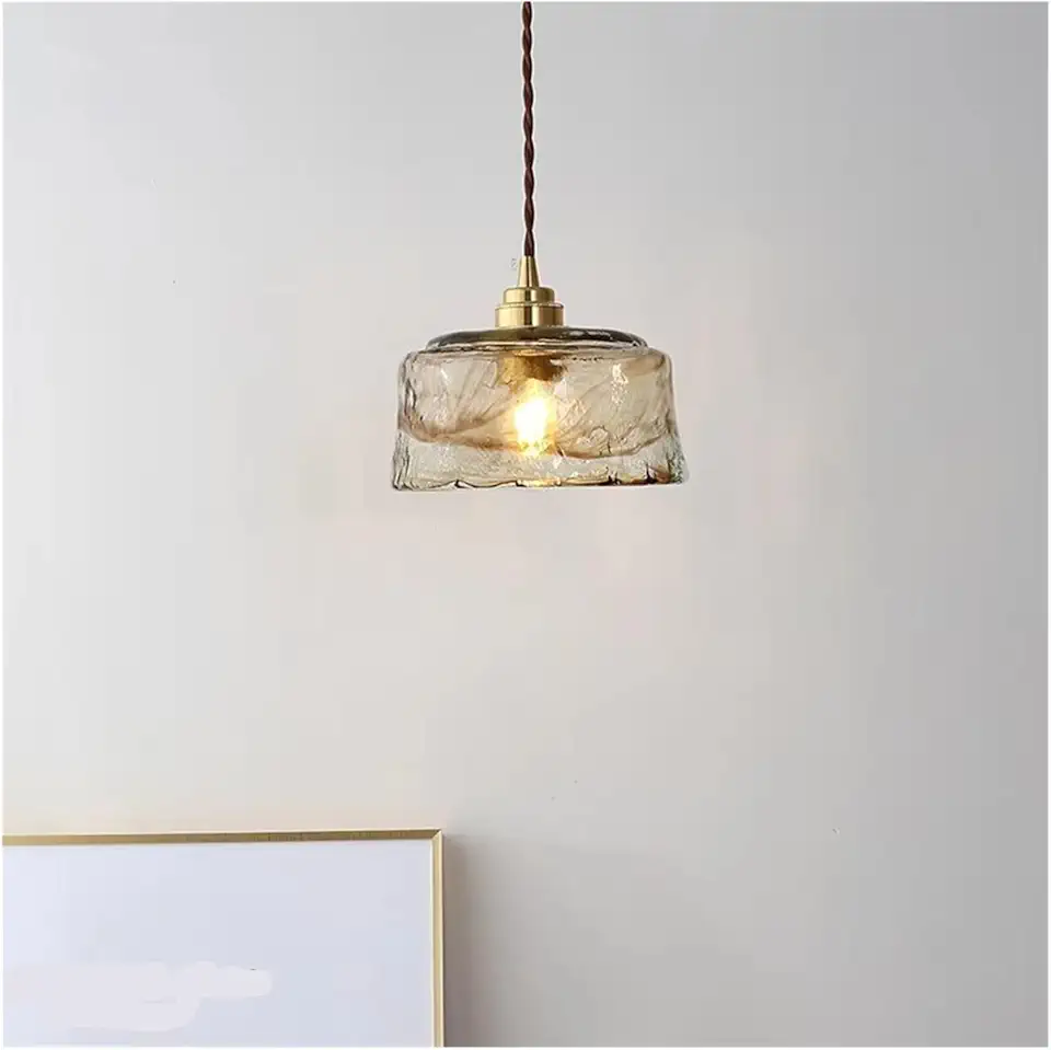 Antique Hanging lamp, Art Deco Light, Led Glass lampshade,for Bedroom Dining Table Lamps ，Light Fixture(16.5 * 12.5cm)