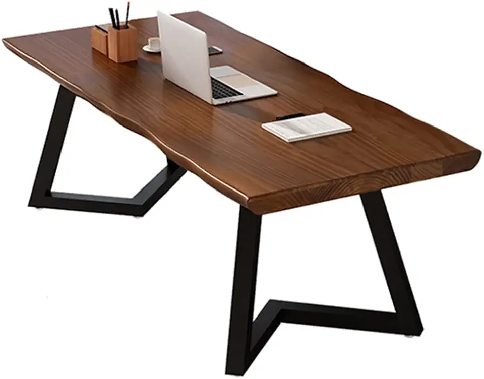 Solid Wood Office Desk for Home & Conference Sturdy Metal Legs Easy to Clean & Install Personal Workstation 5Cm Thick 120X70X75Cm - Ideal for Remote Work,Thickness 5cm-120x70x75cm