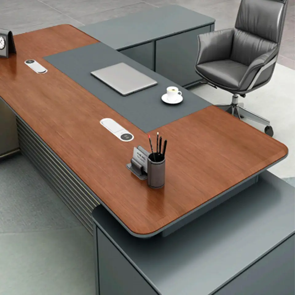 OUDINI Rectangular L Shaped Desk with Solid Thickened Tabletop Large Office Desk Writing Study Desk Computer Desk