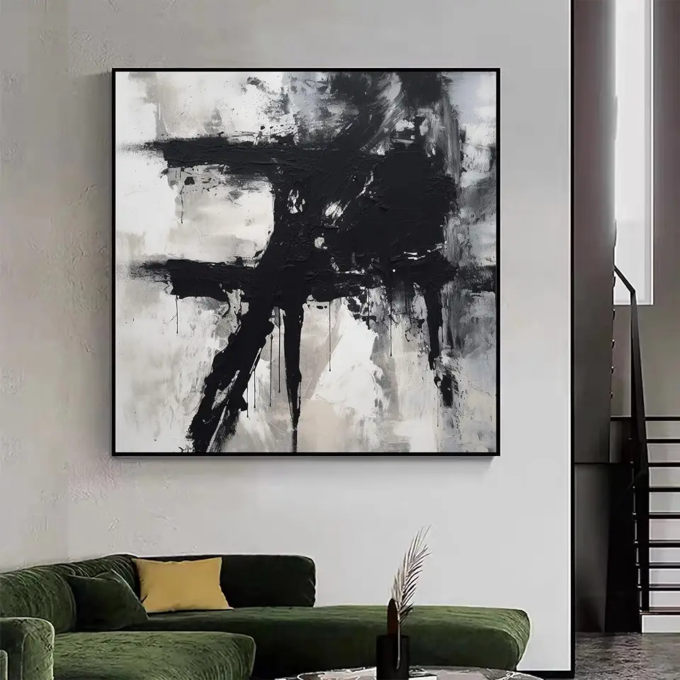 Large Blue Ocean Canvas Wall Art Blue Textured Wave Oil Painting Handmade Original Nature Seascape Custom Living Room Home Decor,Unstretched,Frameless,(183X183cm) 72X72Inches