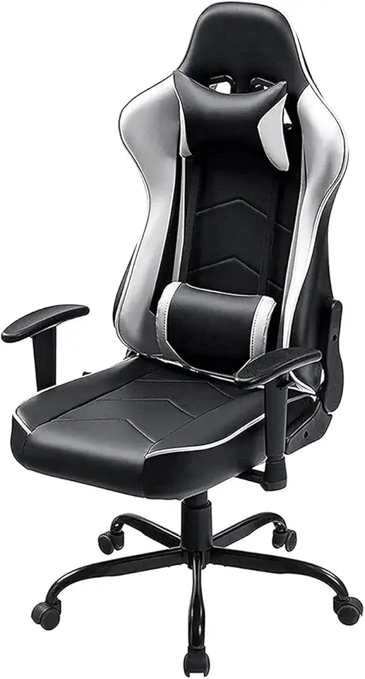 Computer Gaming Chair, Leather Executive Office Chair Video Game Chair, Reclining Desk Chairs Stools, Ergonomic Backrest Chair,A