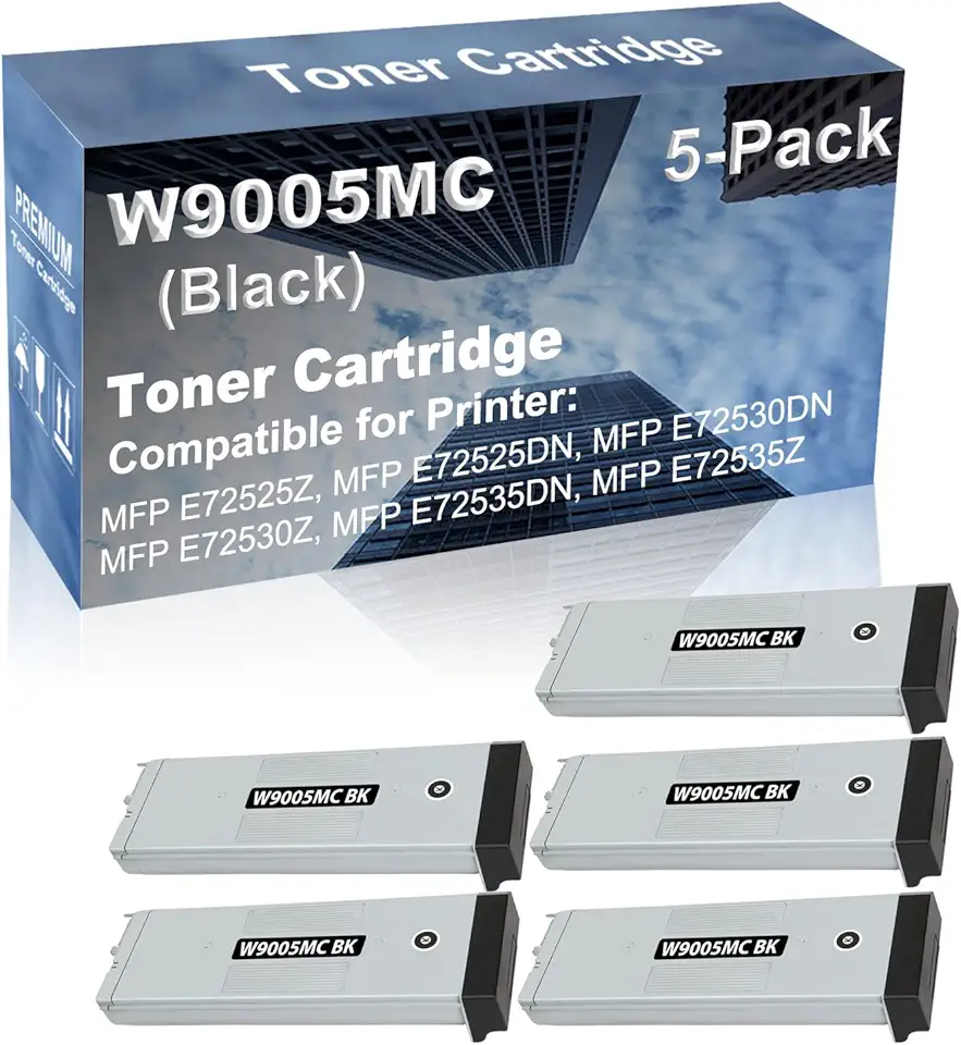 5-Pack Compatible High Yield MFP E72530DN, MFP E72530Z Printer Cartridge Replacement for Toshiba W9005MC Toner Cartridge (Black)