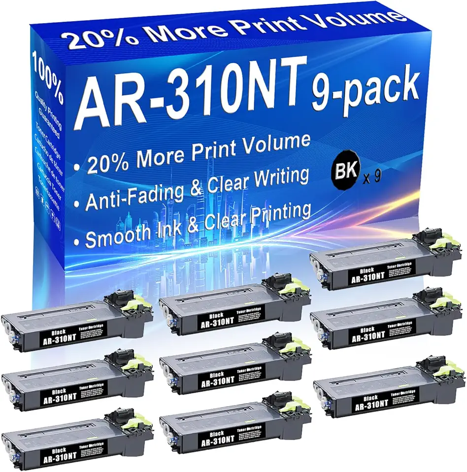 9-Pack (Black) Compatible High Yield AR-310NT Printer Toner Cartridge use for AR M208, AR M236, AR M237, AR M256 Printers