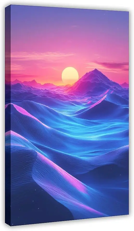 Abstract Retro Landscape Art – Colorful Surreal Dune Poster with Pop Art Style – Aesthetic Wall Decor for Teens And Young Adults Canvas Wall Art Print Poster For Home School Office Decor 20x30inch(50x